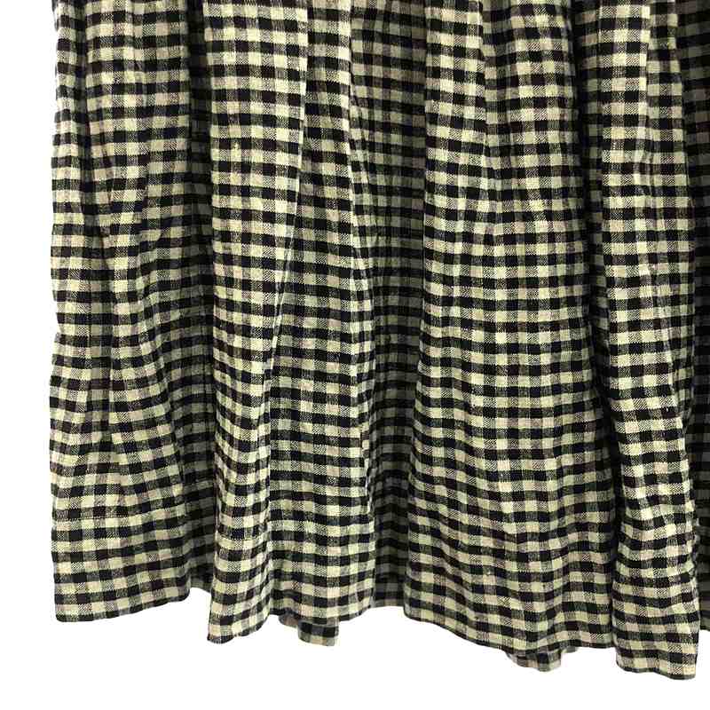 jujudhau / ズーズーダウ リネン ギンガムチェック ボリューム スカート
