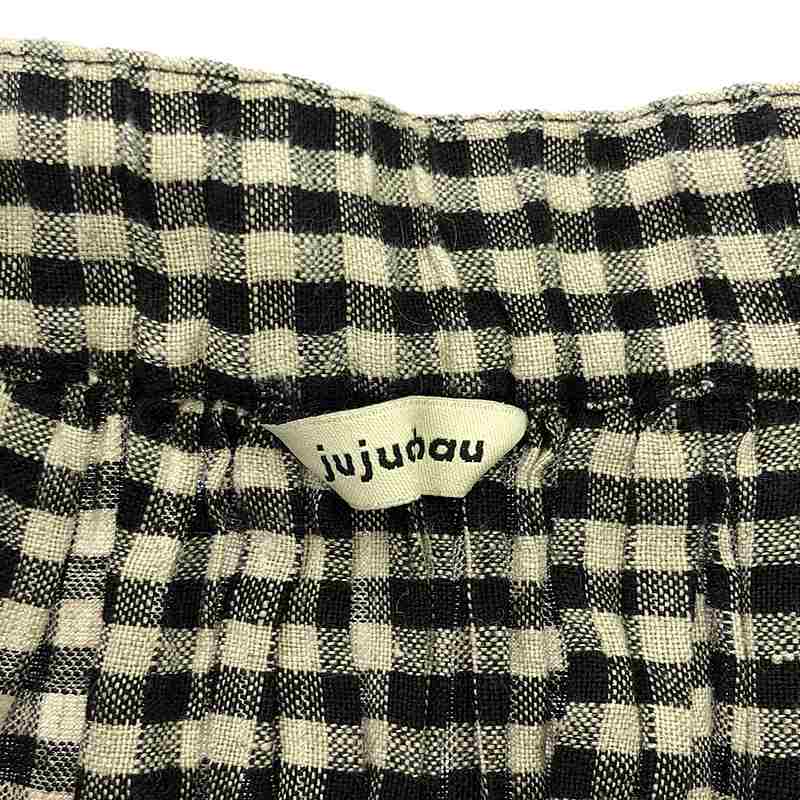 jujudhau / ズーズーダウ リネン ギンガムチェック ボリューム スカート