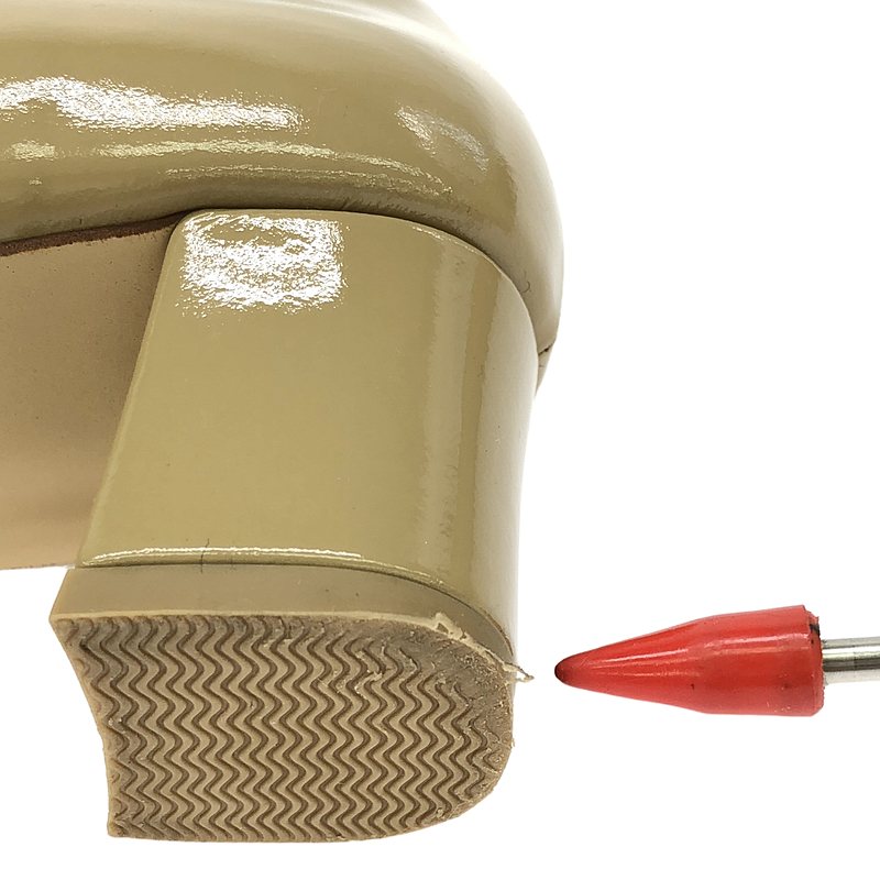 その他 パテントレザー ポインテッドトゥ チャンキーヒール パンプス