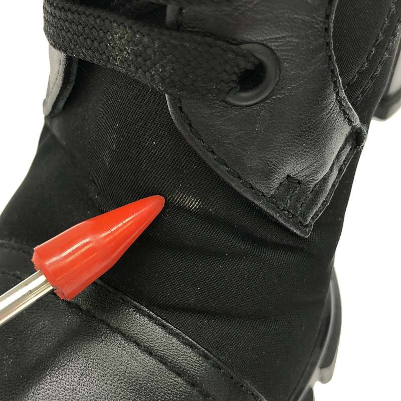 PRADA / プラダ Leather and Nylon Ankle Boots / プレート ナイロン切替 レザー ヒールブーツ