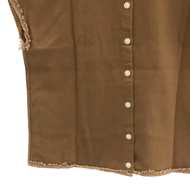 mina perhonen / ミナペルホネン ischia コットンライトキャンバス ノースリーブ刺繍ブラウス シャツ