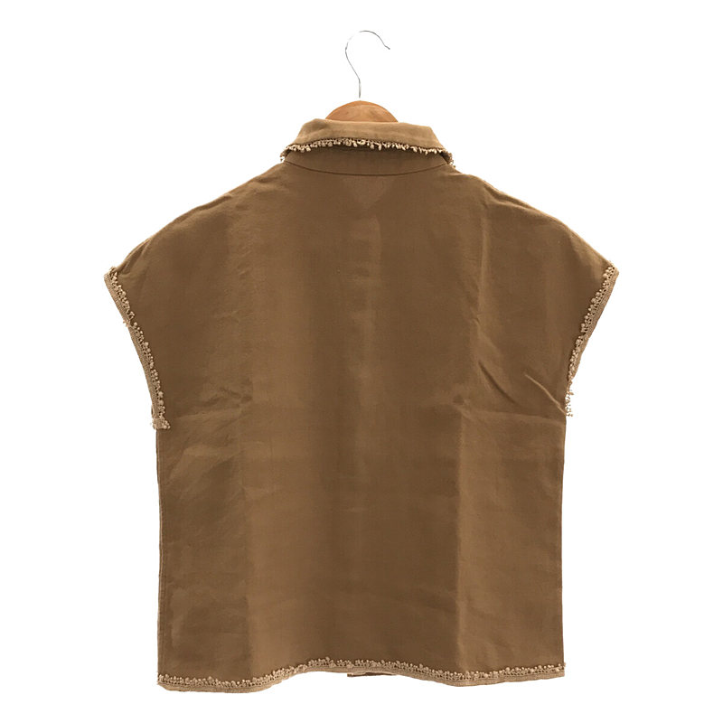 mina perhonen / ミナペルホネン ischia コットンライトキャンバス ノースリーブ刺繍ブラウス シャツ