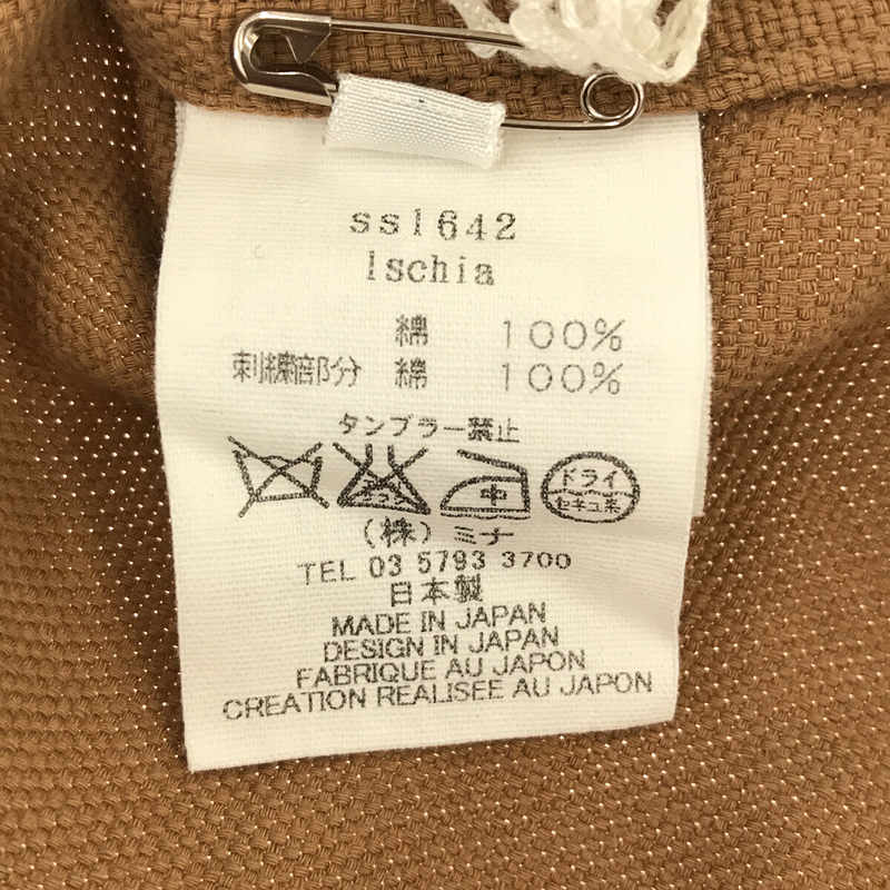 mina perhonen / ミナペルホネン ischia コットンライトキャンバス ノースリーブ刺繍ブラウス シャツ