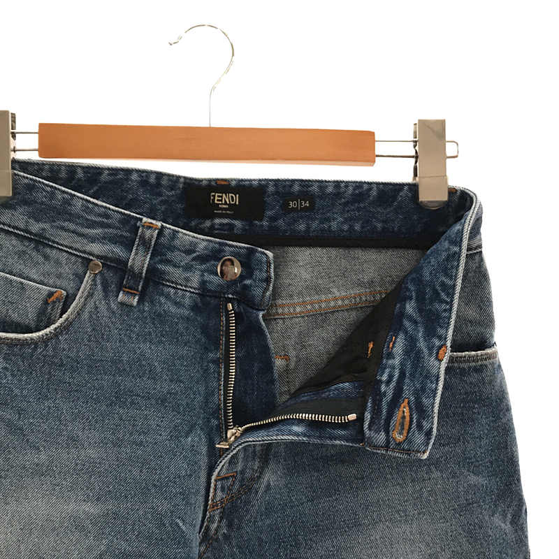 FENDI / フェンディ ROMA DENIM PANTS 5P レザーパッチ ズッカ ダメージ加工 デニム パンツ