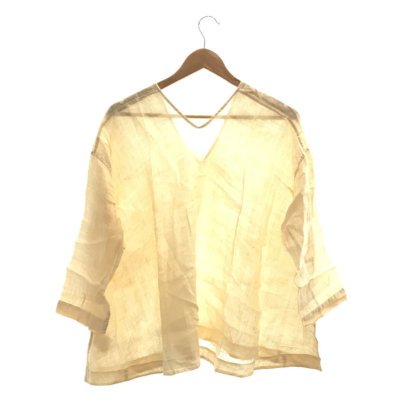 45r / フォーティファイブアール リネンVネック フレアライン ブラウス シャツ