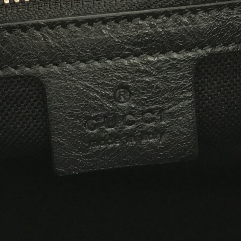 GUCCI / グッチ フラップポケット付き ゴールド GGプレートロゴ オール レザー ショルダー バッグ