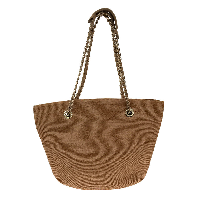 Helen Kaminski / ヘレンカミンスキー レザー切替 チェーン トート ラフィア バッグ