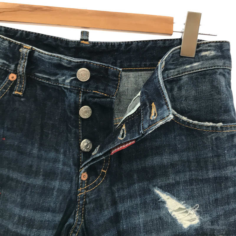 DSQUARED2 / ディースクエアード 5P DENIM PANTS レザーパッチ ペンキ・ダメージ加工 デニムパンツ