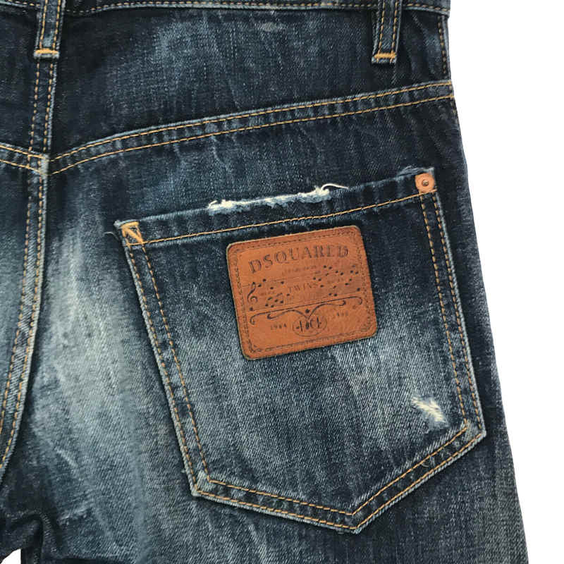 DSQUARED2 / ディースクエアード 5P DENIM PANTS レザーパッチ ペンキ・ダメージ加工 デニムパンツ