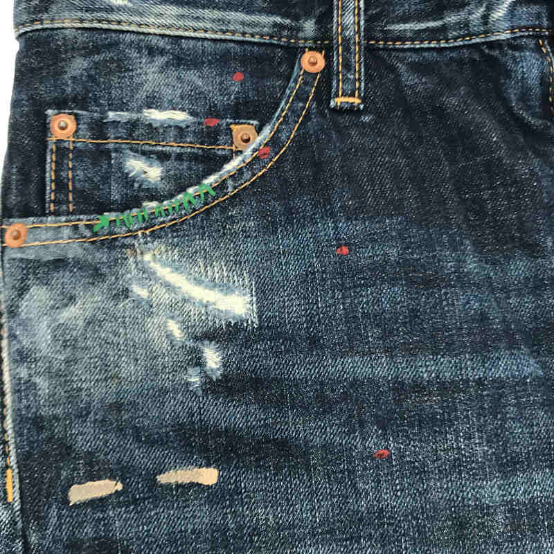 DSQUARED2 / ディースクエアード 5P DENIM PANTS レザーパッチ ペンキ・ダメージ加工 デニムパンツ