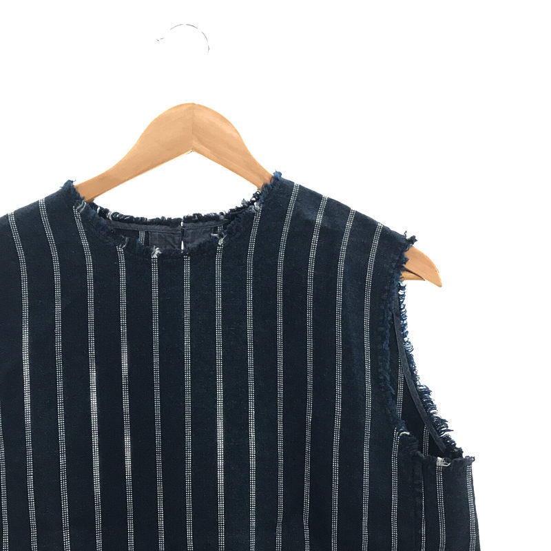 45r / フォーティファイブアール インディゴヘンプ 刺し子 ノースリーブブラウス