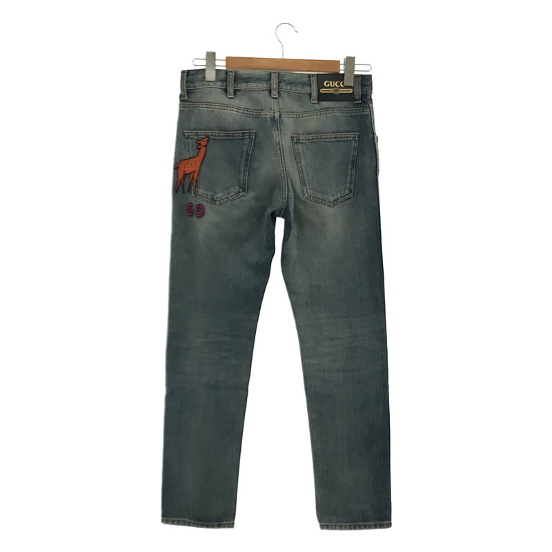 GUCCI / グッチ 5P DENIM PANTS GG バンビ 刺繡 ロゴ レザーパッチ デニム パンツ 箱有