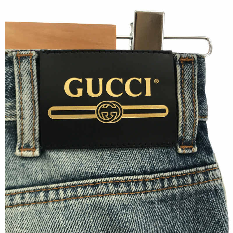 GUCCI / グッチ 5P DENIM PANTS GG バンビ 刺繡 ロゴ レザーパッチ デニム パンツ 箱有