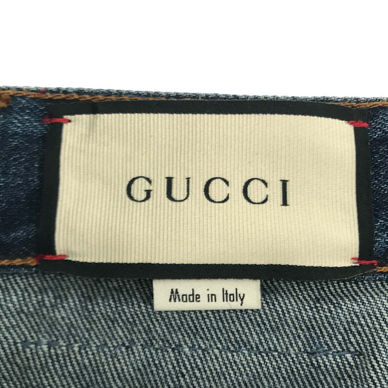 GUCCI / グッチ 5P DENIM PANTS GG バンビ 刺繡 ロゴ レザーパッチ デニム パンツ 箱有