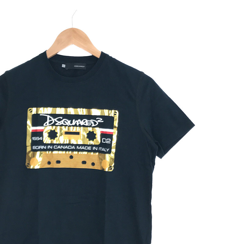 DSQUARED2 / ディースクエアード ゴールド フロント デザイン コットン  クルーネック Tシャツ カットソー