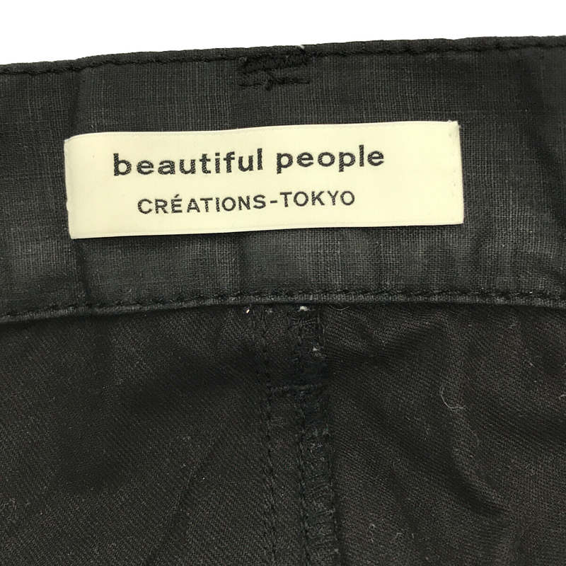 beautiful people / ビューティフルピープル リネンチンツベルテッド５ポケット ベルト付き ハイウエストスラックス パンツ