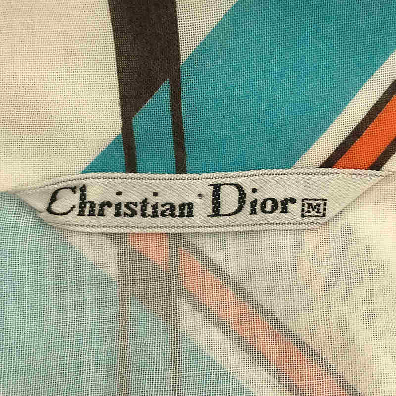 Christian Dior / クリスチャンディオール 90s VINTAGE ヴィンテージ コットン ストライプ 総柄 プリント オープンカラー 半袖 シャツ