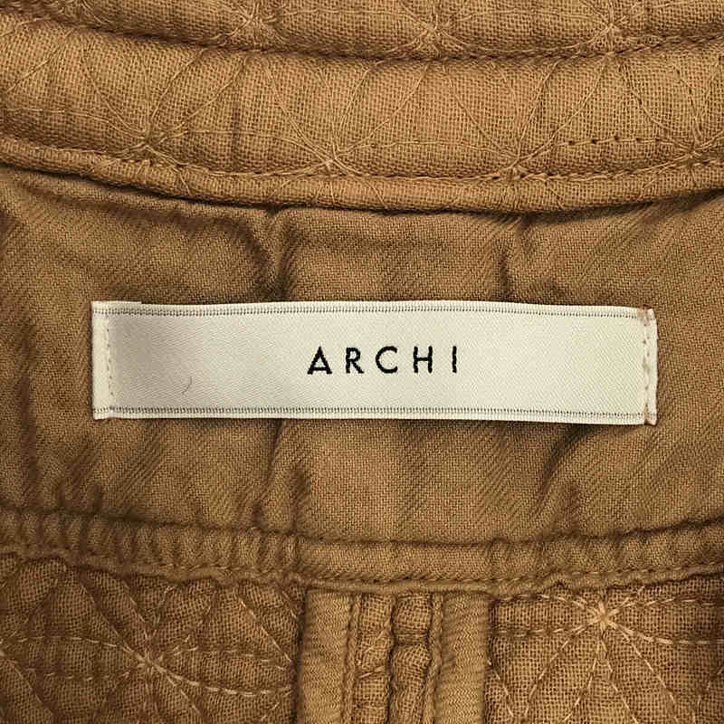 ARCHI / アーキ SKIMMIA QUILT JACKET オーガニック コットン ノーカラー キルティング ジャケット