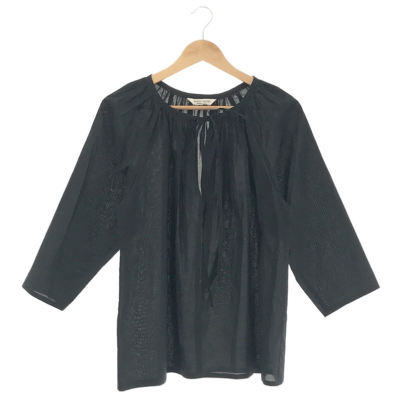 cotton loan ribbon tie smock blouse コットンローン リボンタイスモックブラウス