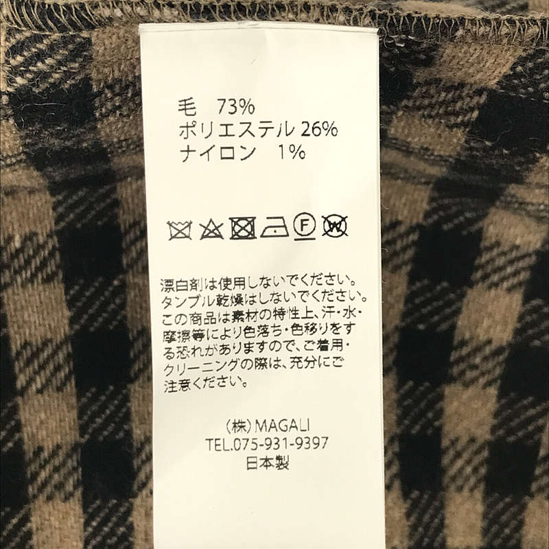 MAGALI / マガリ 2022AW ギンガム ウール タック ロング スカート