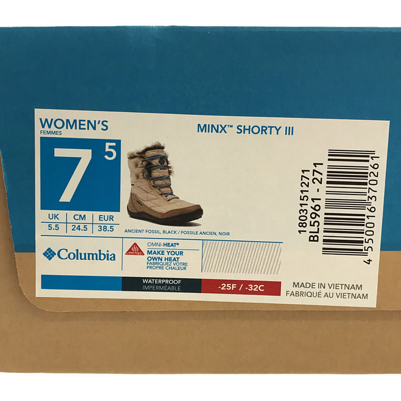 Columbia / コロンビア Women's Minx Shorty III ウィメンズ ミンクス ショーティー 3 ウォータプルーフ ファー スノー ブーツ 箱付き