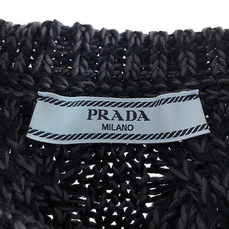 PRADA / プラダ コットン レース 装飾 ケーブル ニット カーディガン