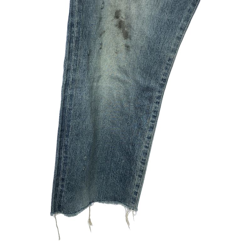 chimala / チマラ ダメージ・ヴィンテージ加工 レザーパッチ カットオフ デニムパンツ