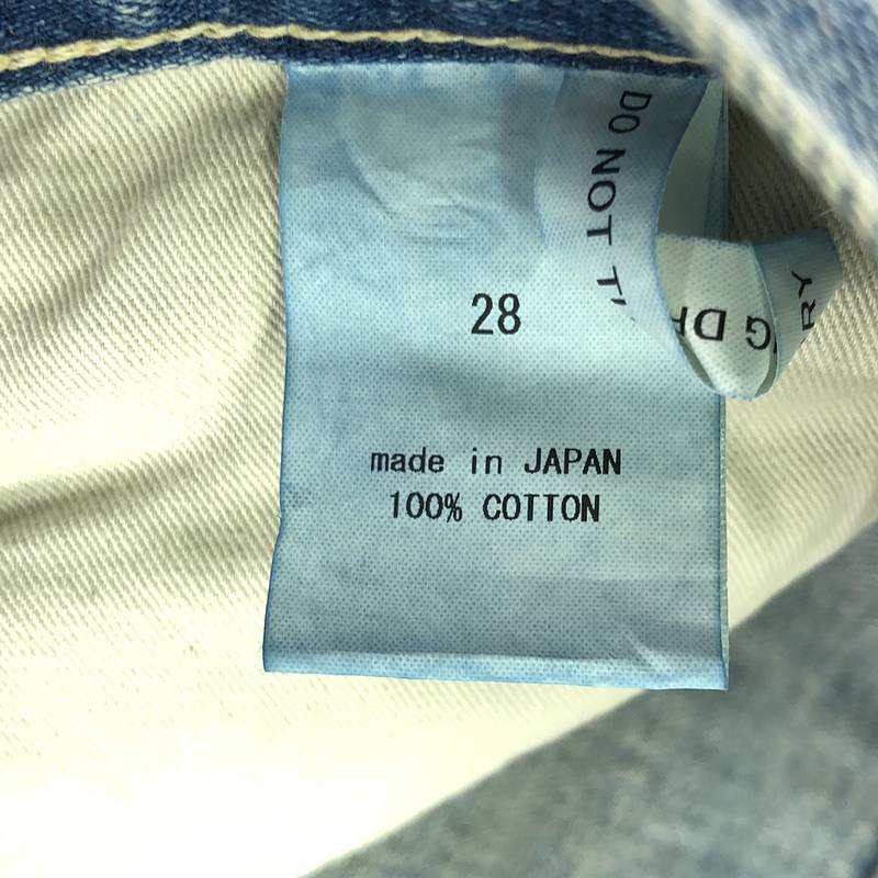 chimala / チマラ ダメージ・ヴィンテージ加工 レザーパッチ カットオフ デニムパンツ