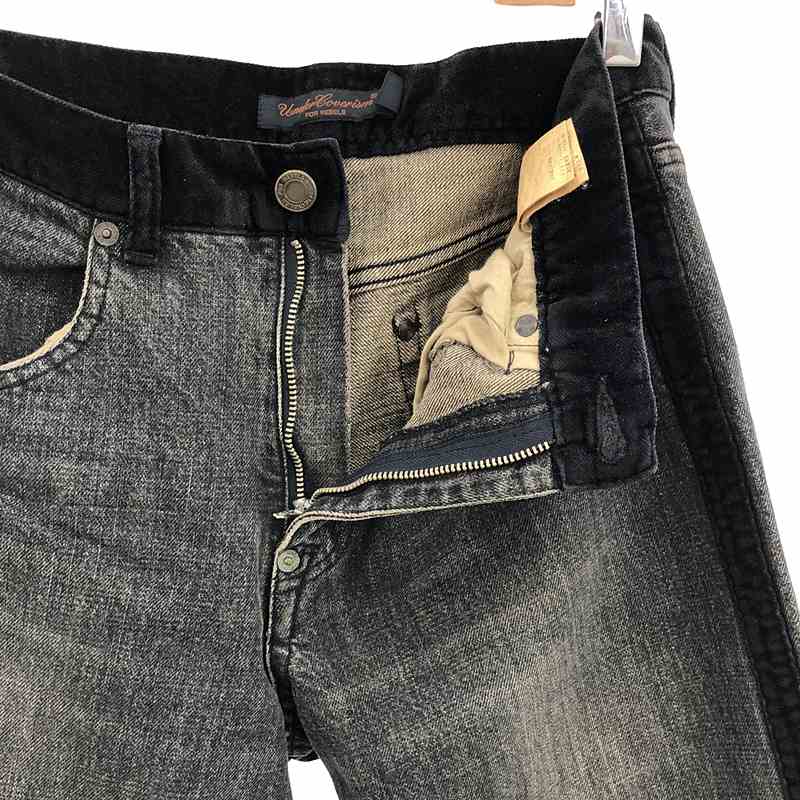 その他 魔女期 ダメージ加工 ベロア切替 サイドライン ブラックデニムパンツ