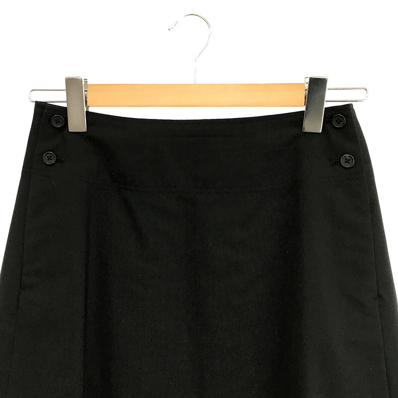 MARGARET HOWELL / マーガレットハウエル ウールサージ サイドボタン タックプリーツ切り替えスカート