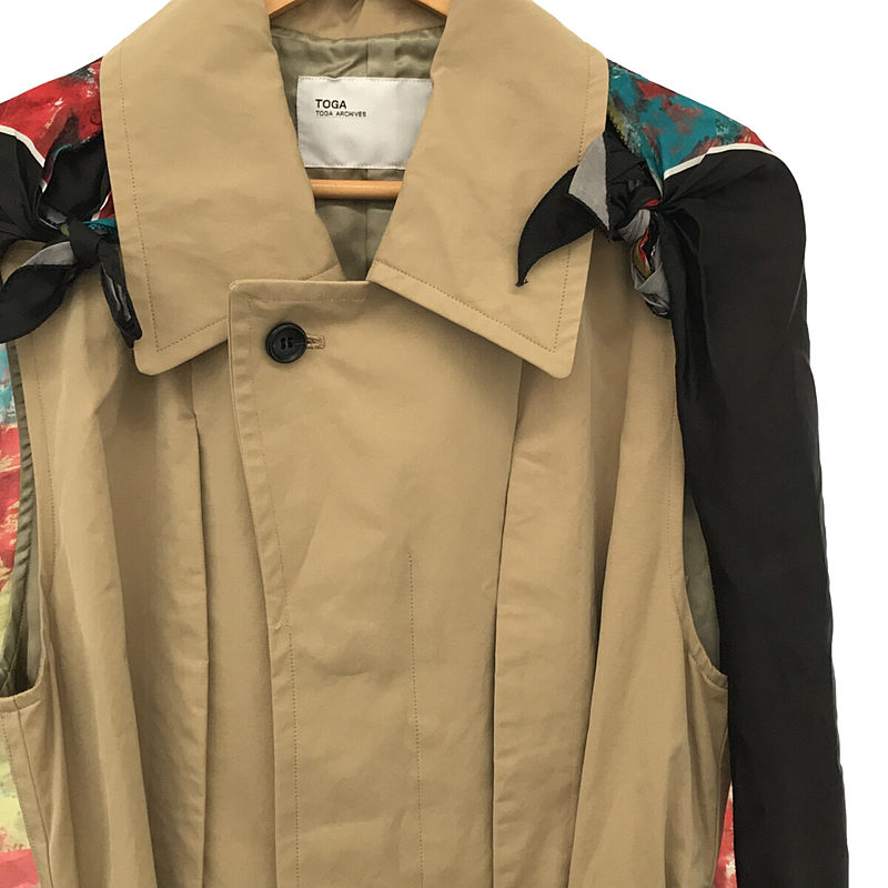 TOGA / トーガ タグ付き trench coat with print scarf スカーフドッキングトレンチベストコート