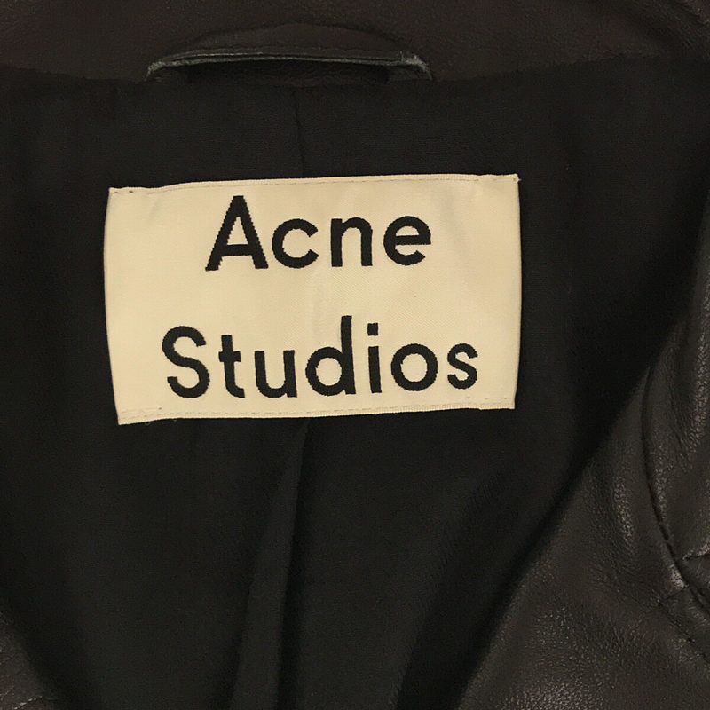 Acne Studios / アクネ ストゥディオズ ブラック クロップドバイカー ラムレザージャケット ダブルライダース