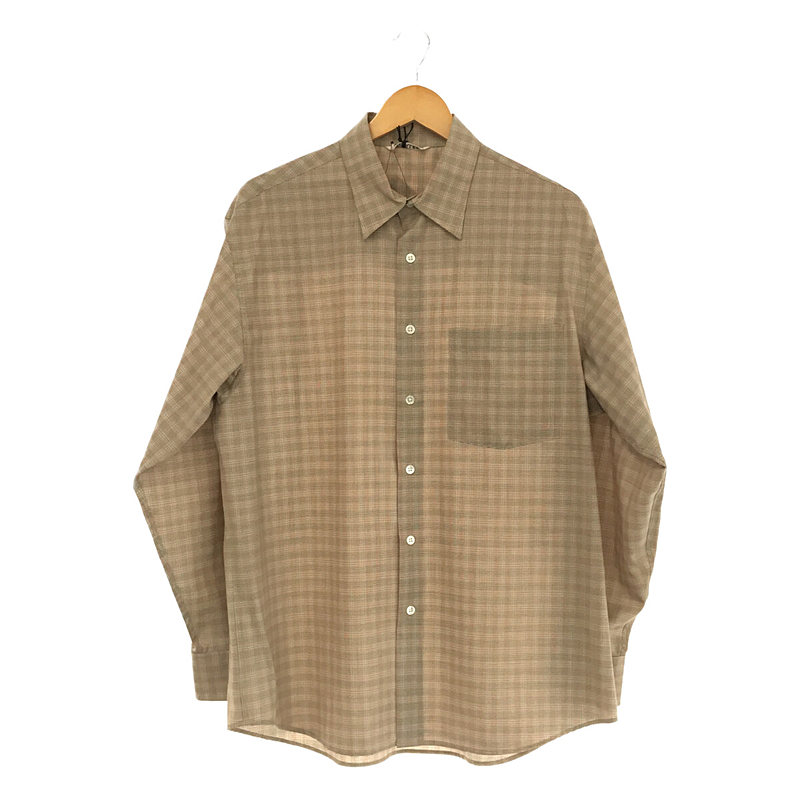 タグ付き SUPER LIGHT WOOL CHECK SHIRTS レギュラーカラー チェックシャツ