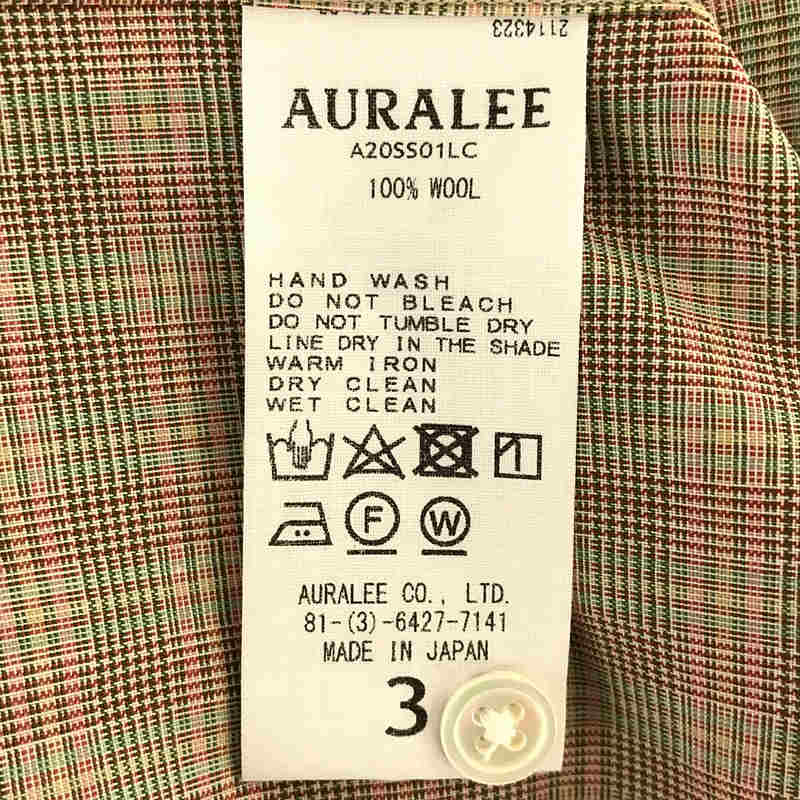 AURALEE / オーラリー タグ付き SUPER LIGHT WOOL CHECK SHIRTS レギュラーカラー チェックシャツ