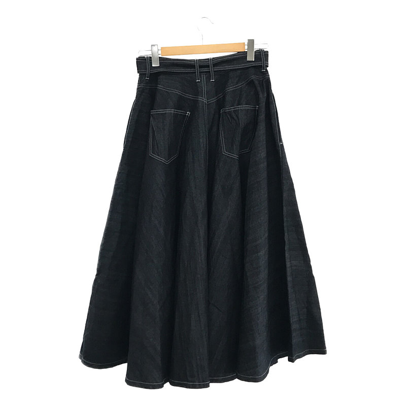foufou / フーフー denim skirt リジッド濃紺デニム スーパーフレア ロングスカート ベルト付き