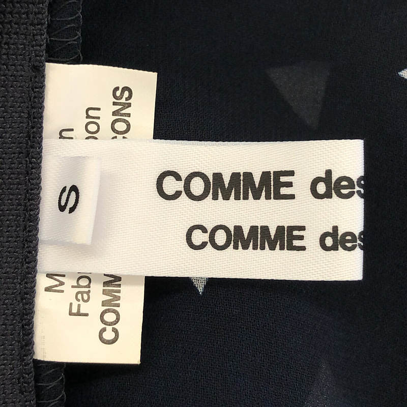 COMME des GARCONS COMME des GARCONS / コムコム ポリエステル 丸襟 総柄 アシンメトリー シアー ギャザーワンピース