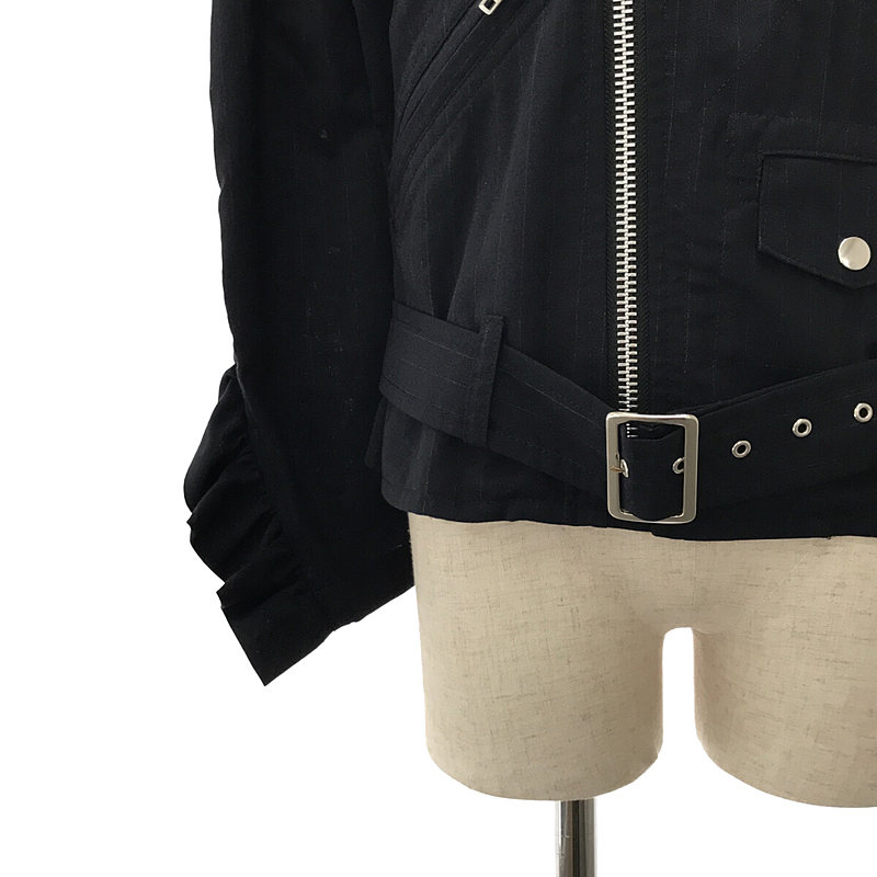 COMME des GARCONS COMME des GARCONS / コムコム ストライプ フリルスリーブ ダブルライダース ジャケット