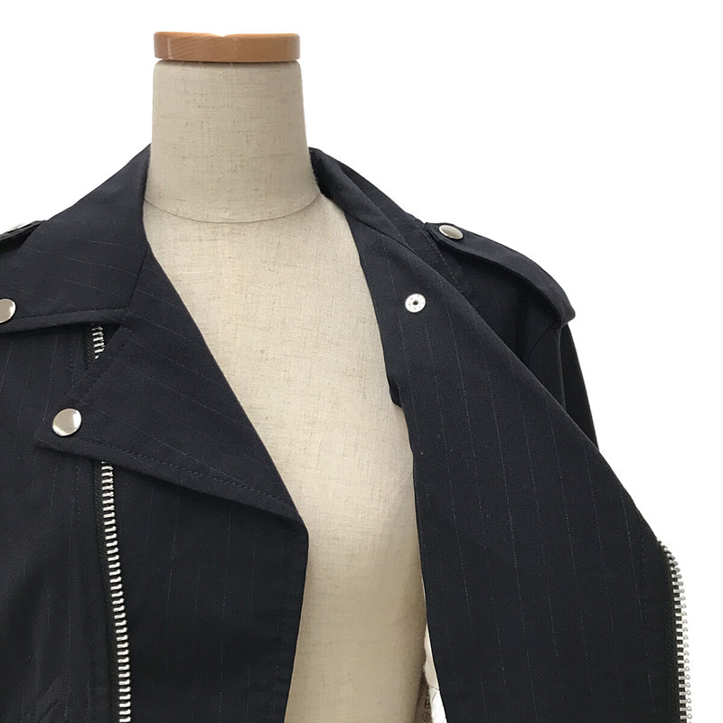 COMME des GARCONS COMME des GARCONS / コムコム ストライプ フリルスリーブ ダブルライダース ジャケット