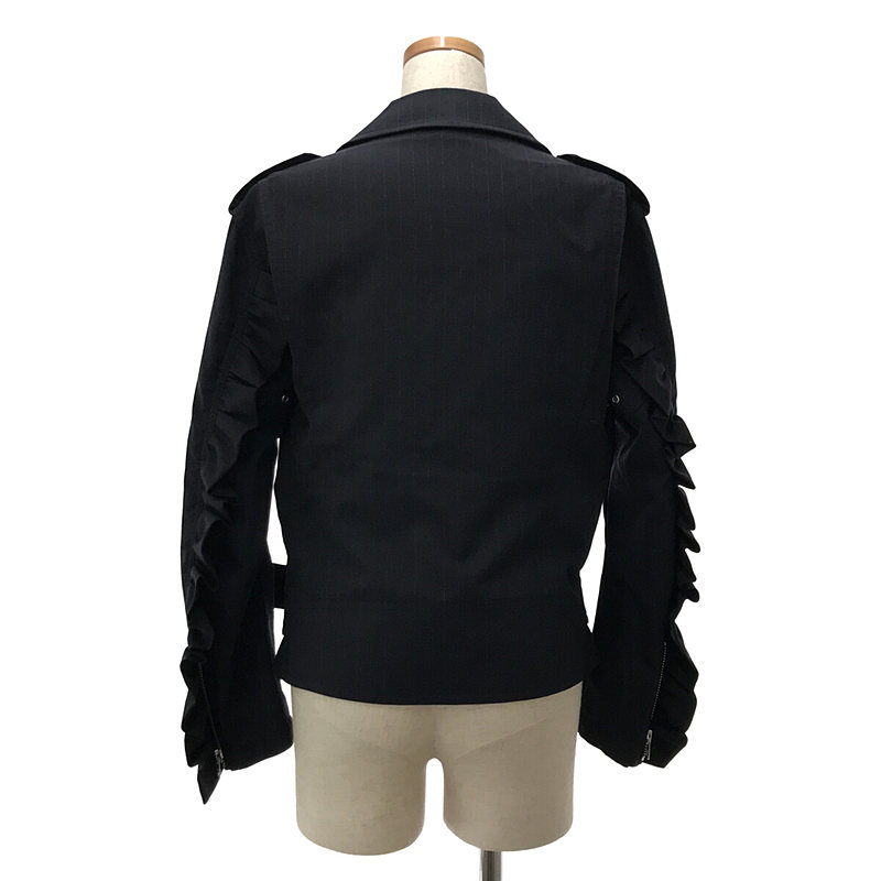 COMME des GARCONS COMME des GARCONS / コムコム ストライプ フリルスリーブ ダブルライダース ジャケット