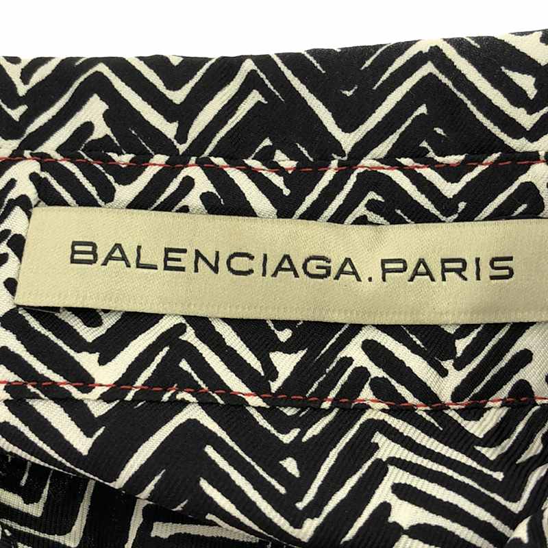 BALENCIAGA / バレンシアガ silk 100％ / シルク 総柄 フライフロント シャツ ブラウス