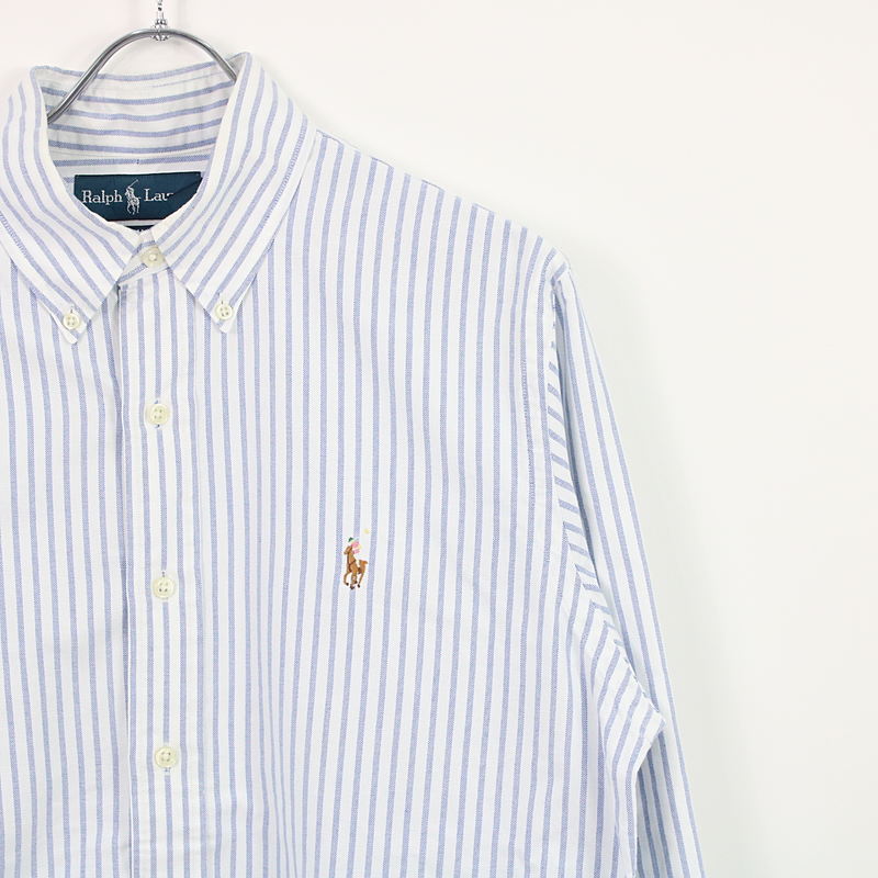 RALPH LAUREN / ラルフローレン ロゴ刺繍オックスフォードストライプボタンダウンシャツ