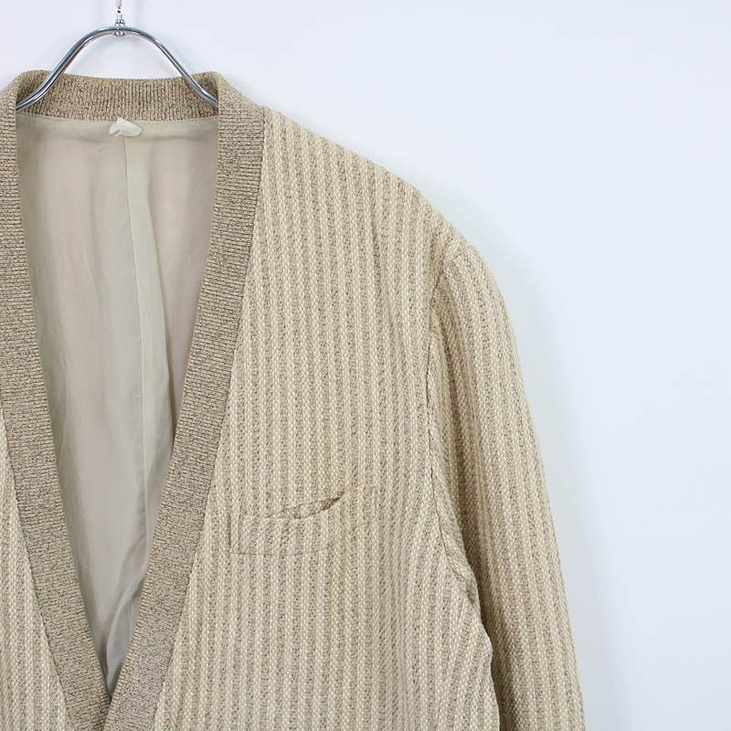 ISSEY MIYAKE MEN / イッセイミヤケメン シルクリネン混ストライプノーカラージャケット