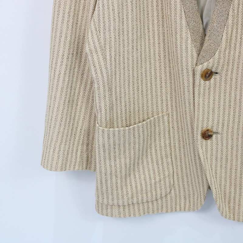 ISSEY MIYAKE MEN / イッセイミヤケメン シルクリネン混ストライプノーカラージャケット