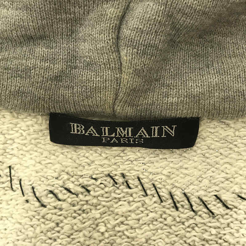 BALMAIN / バルマン デカルナン期 バックプリント ダメージ加工 ジップパーカー