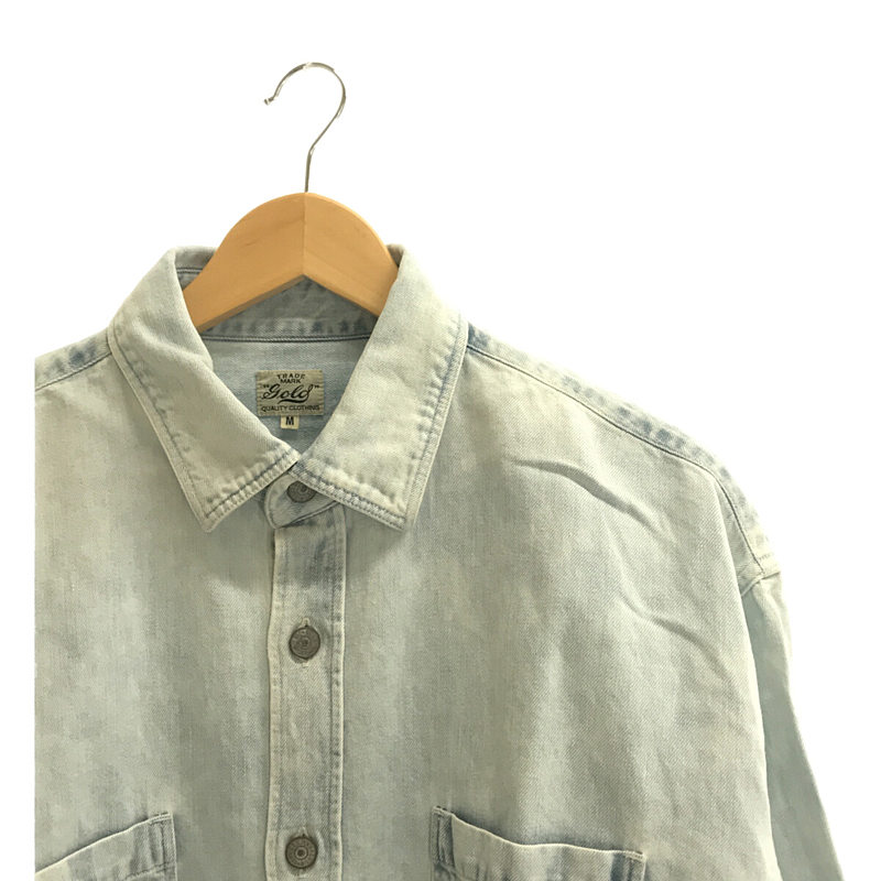 COTTON / LINEN DENIM BIG WORK SHIRT AGED MODEL デニムビッグワークシャツGOLD / ゴールド  東洋エンタープライズ