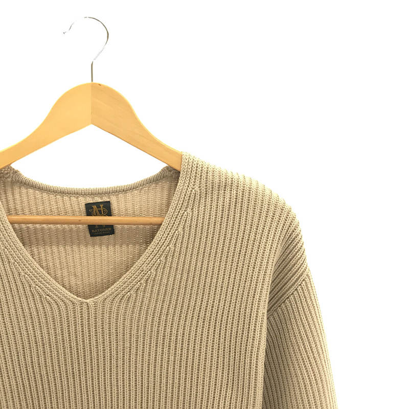 BATONER / バトナ― スーパーファイン メリノウールシグネチャーリブ Vネックプルオーバー ニット