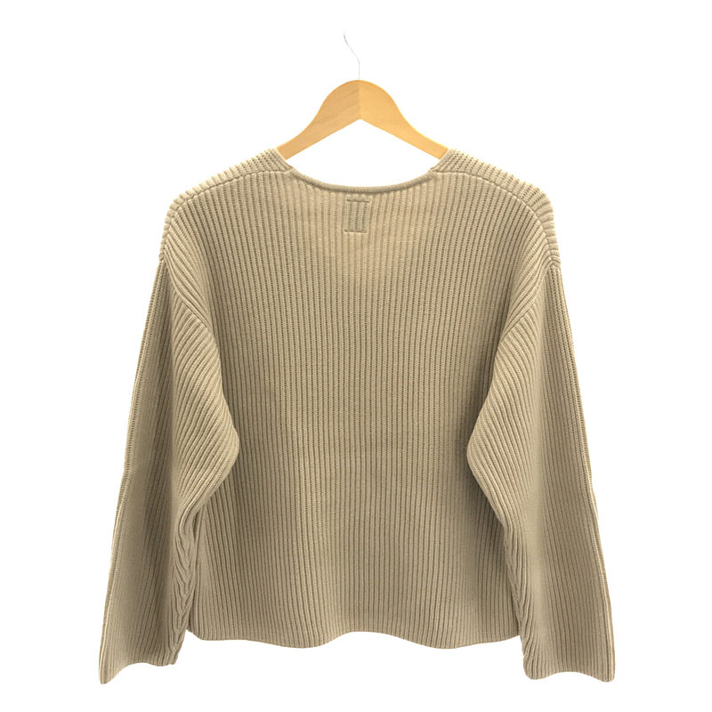 BATONER / バトナ― スーパーファイン メリノウールシグネチャーリブ Vネックプルオーバー ニット