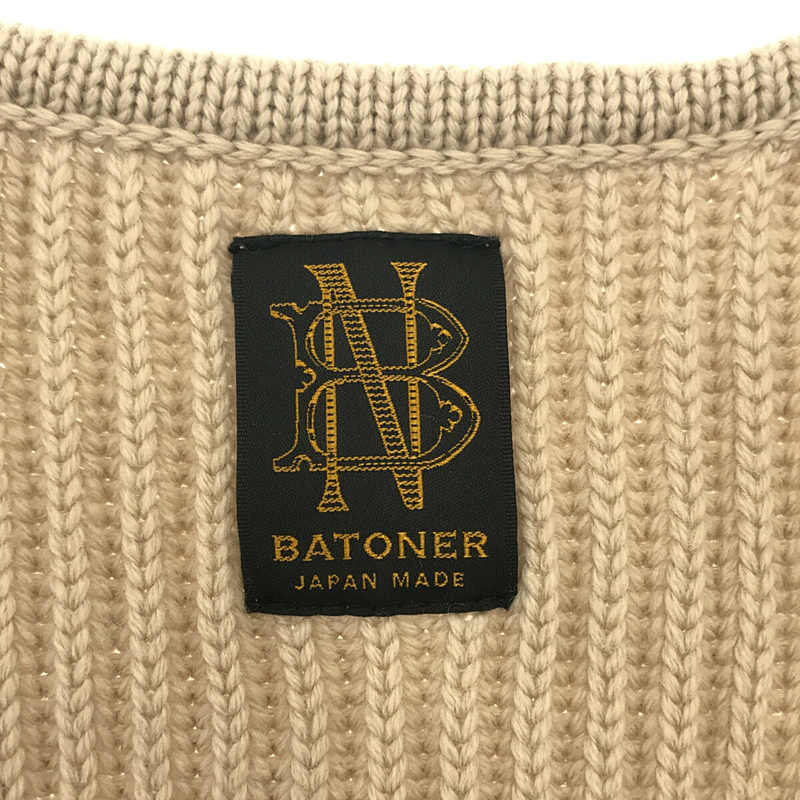 BATONER / バトナ― スーパーファイン メリノウールシグネチャーリブ Vネックプルオーバー ニット