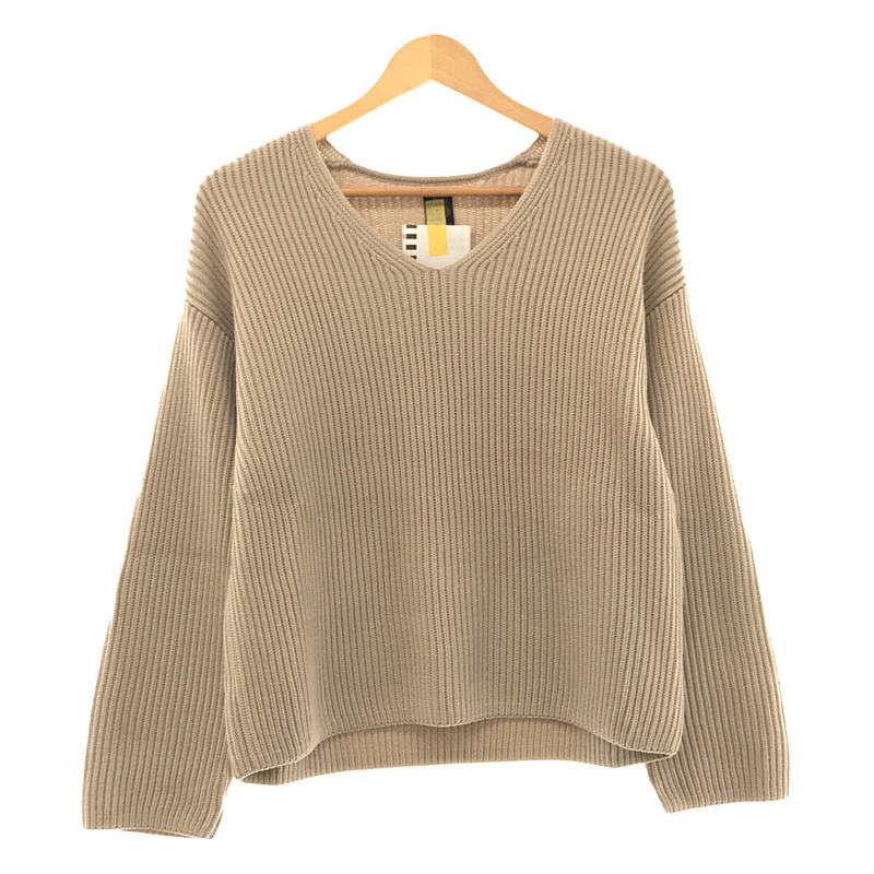 BATONER / バトナ― スーパーファイン メリノウールシグネチャーリブ Vネックプルオーバー ニット