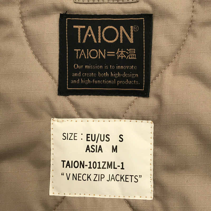 TAION / タイオン ユニセックス MILTARY ZIP V NECK DOWN JACKET ミリタリー Vネックジップ ダウンジャケット 保存袋付き